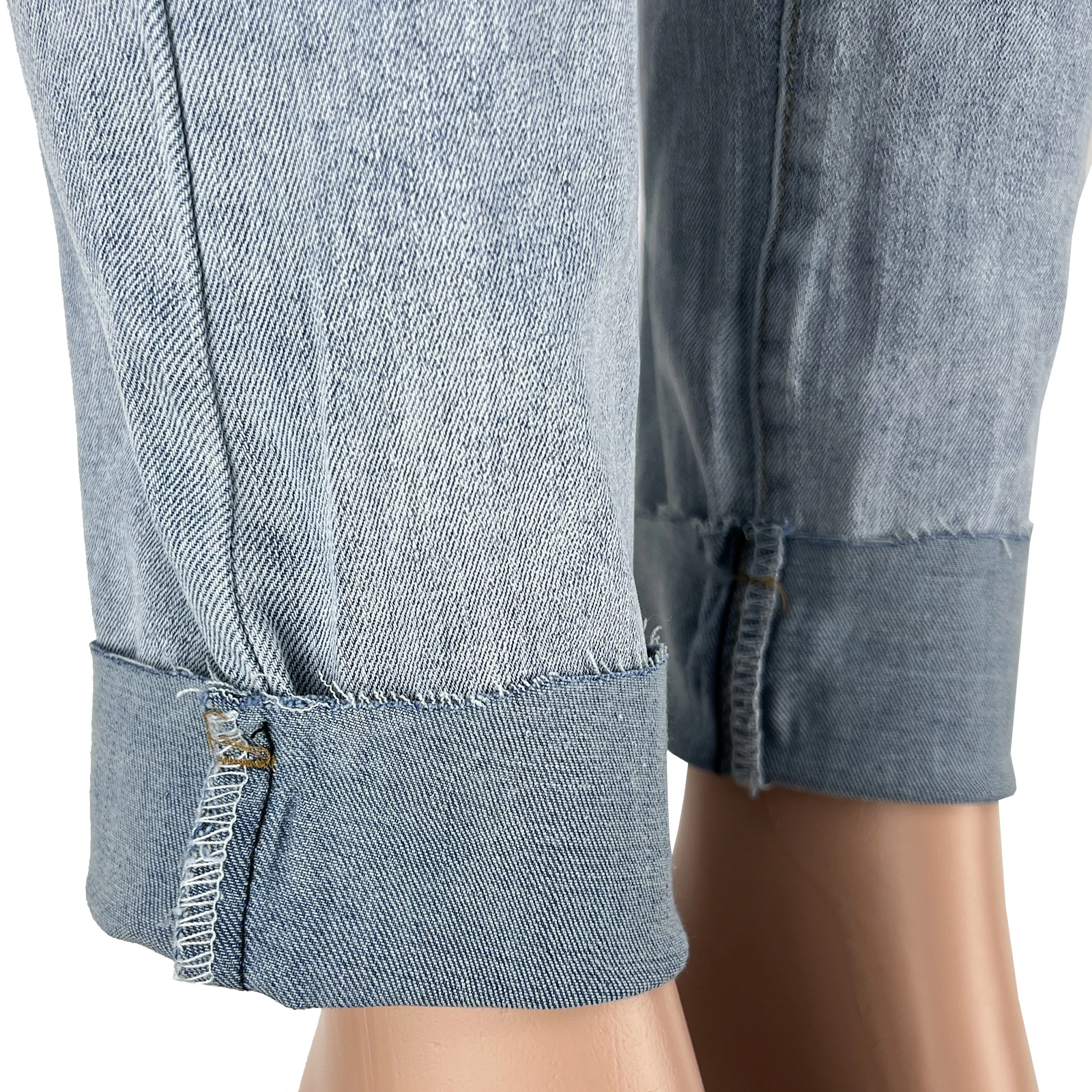 Trendy Women Clothes women denim Stretch Ripped Diagonal Buckle Denim Jeans