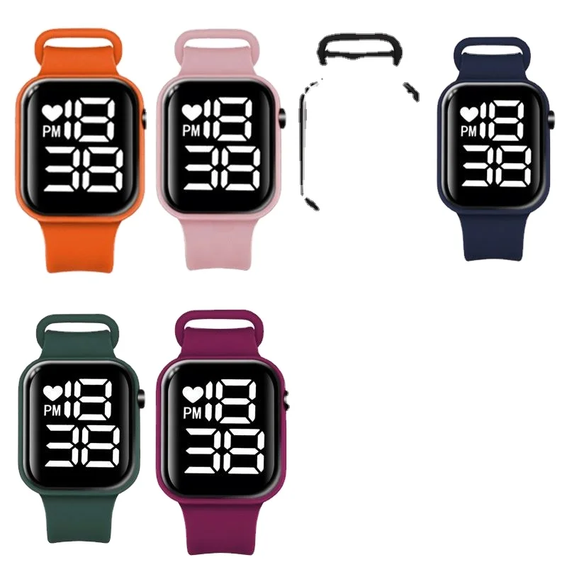 Small Square Students Children White LED Light Waterproof Sports Unisex Fashion Digital Watches for teenage boys