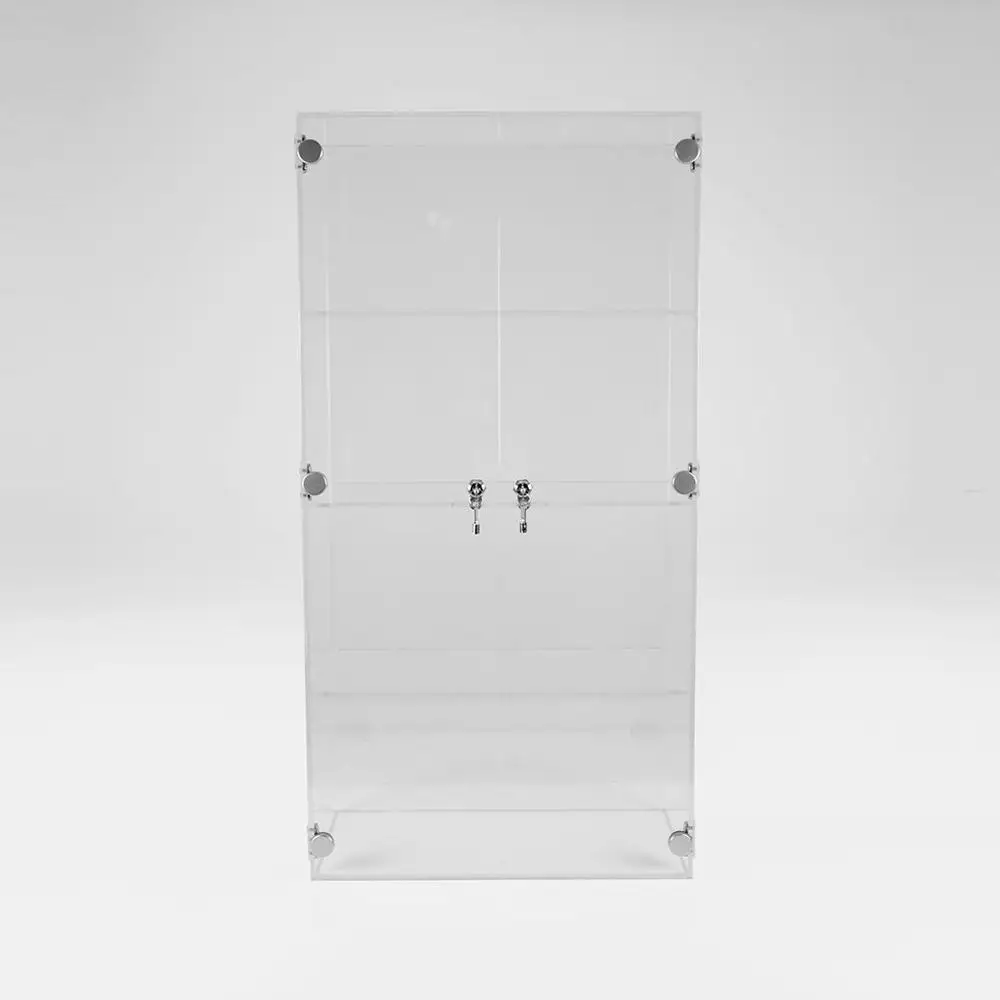 wall mounting acrylic display cabinet case with transparent shelves