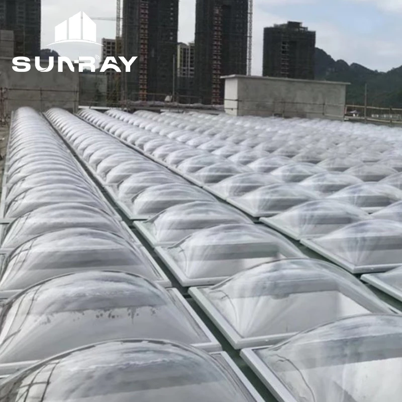 Manufacturer direct sales PC polycarbonate dome skylight aluminum alloy frame custom arc top roof insulation lighting cover
