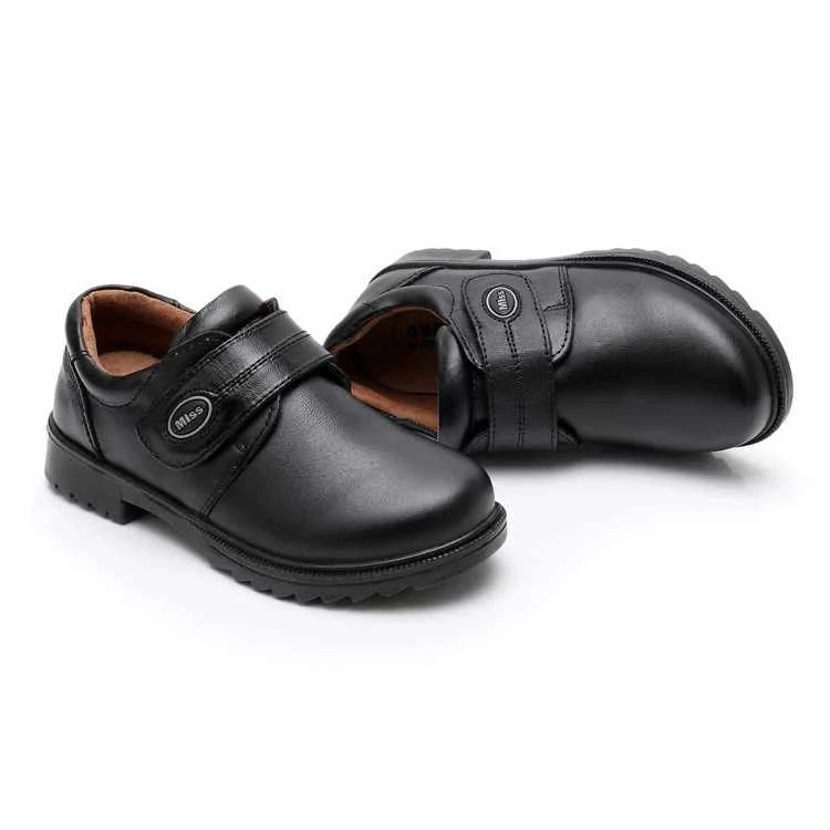 
Buckle Strap Black Boys Students School Leather Shoes Wholesale China 
