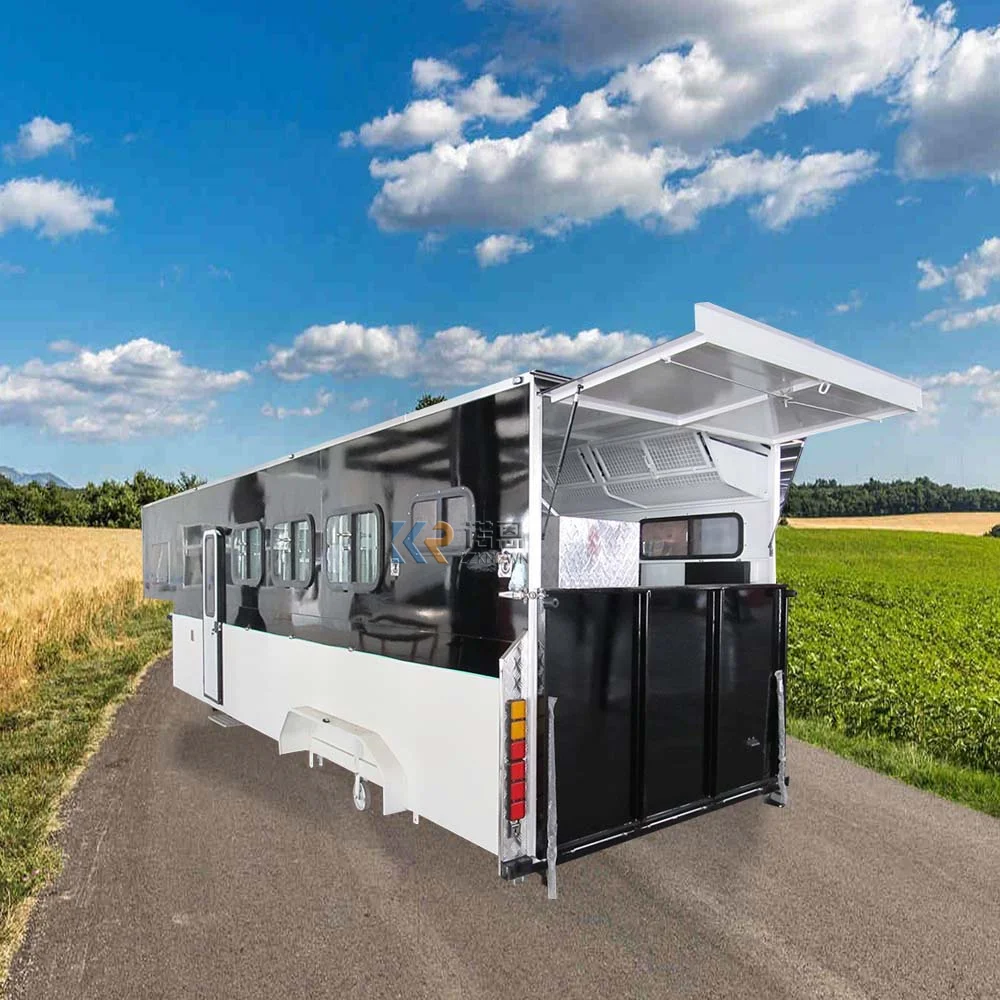 New Design Deluxe Three Horse Gooseneck Trailers Angle Load Horse Float Trailer For 3 Horses
