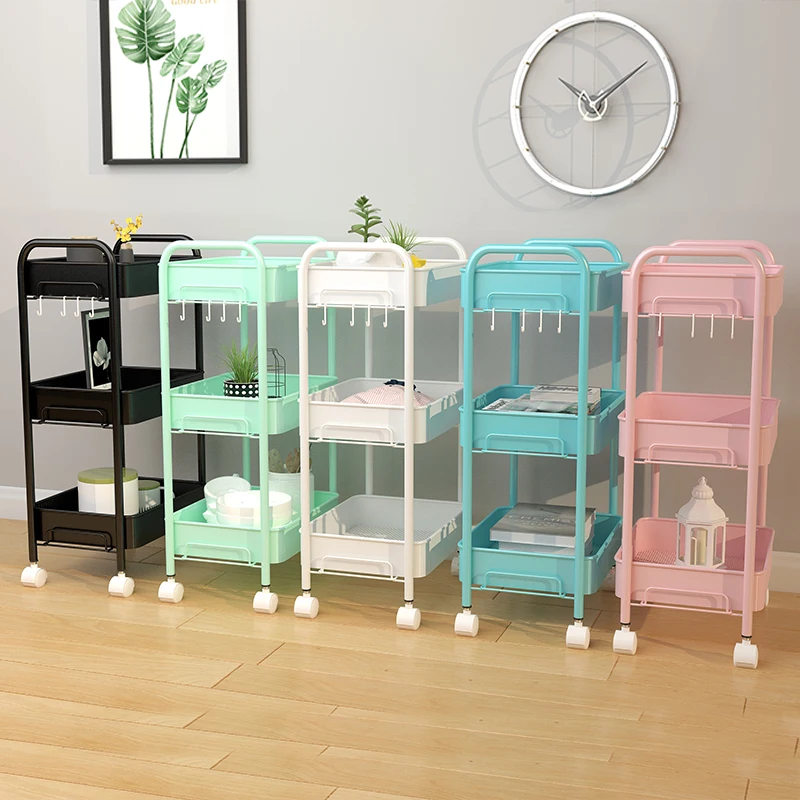 DSH Hot-Selling Metal Moveable Storage Cart Utility Cart With 4 Plastic Wheels