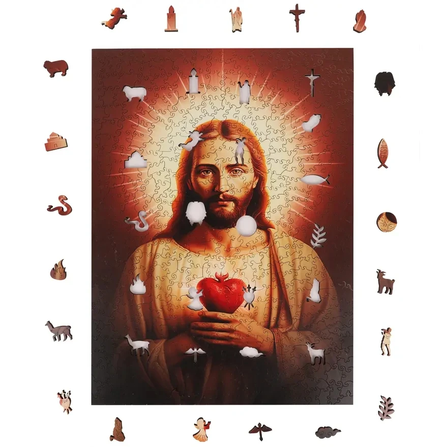 2023 New High Quality Heart Of  Jesus DIY Wooden Puzzle Customized For Adults & Kids 3D Jigsaw Puzzle