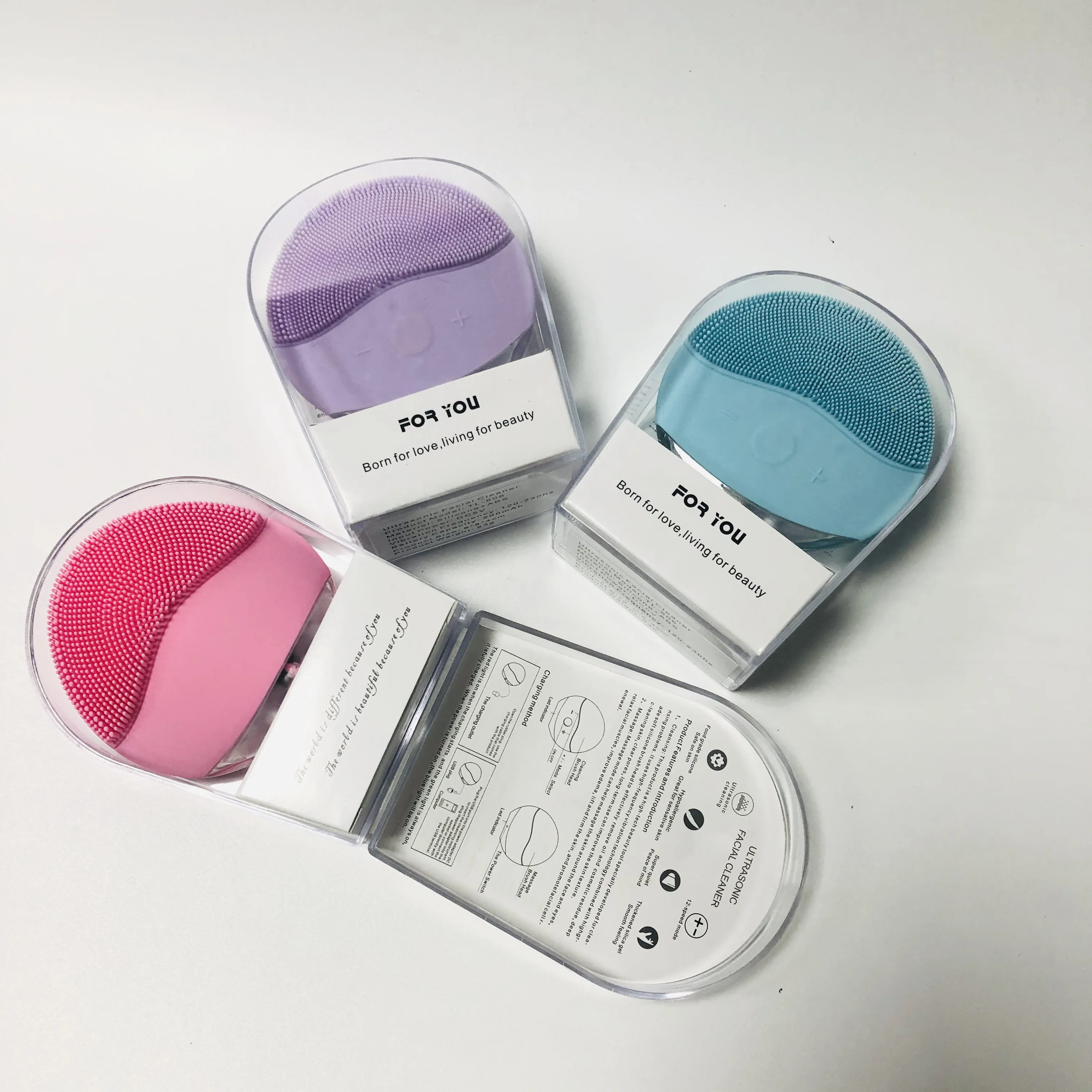 Electric Vibrating Face Cleanser Device Private Label  Sonic Silicone Facial Cleansing Brush Face Brush