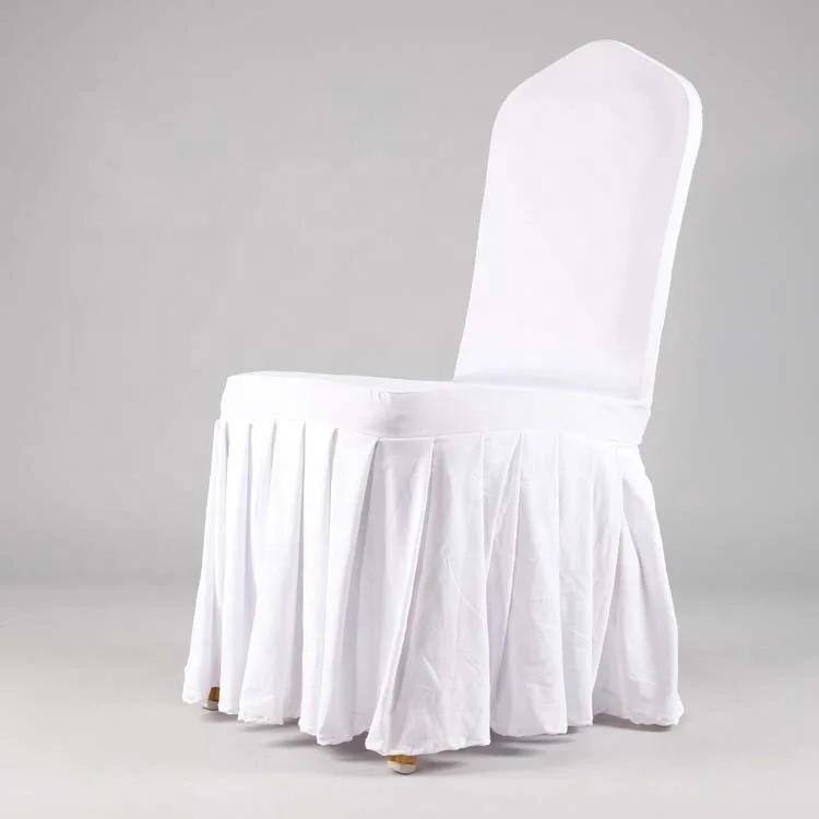 Elegant champagne ruffled pleated skirting spandex chair cover for wedding