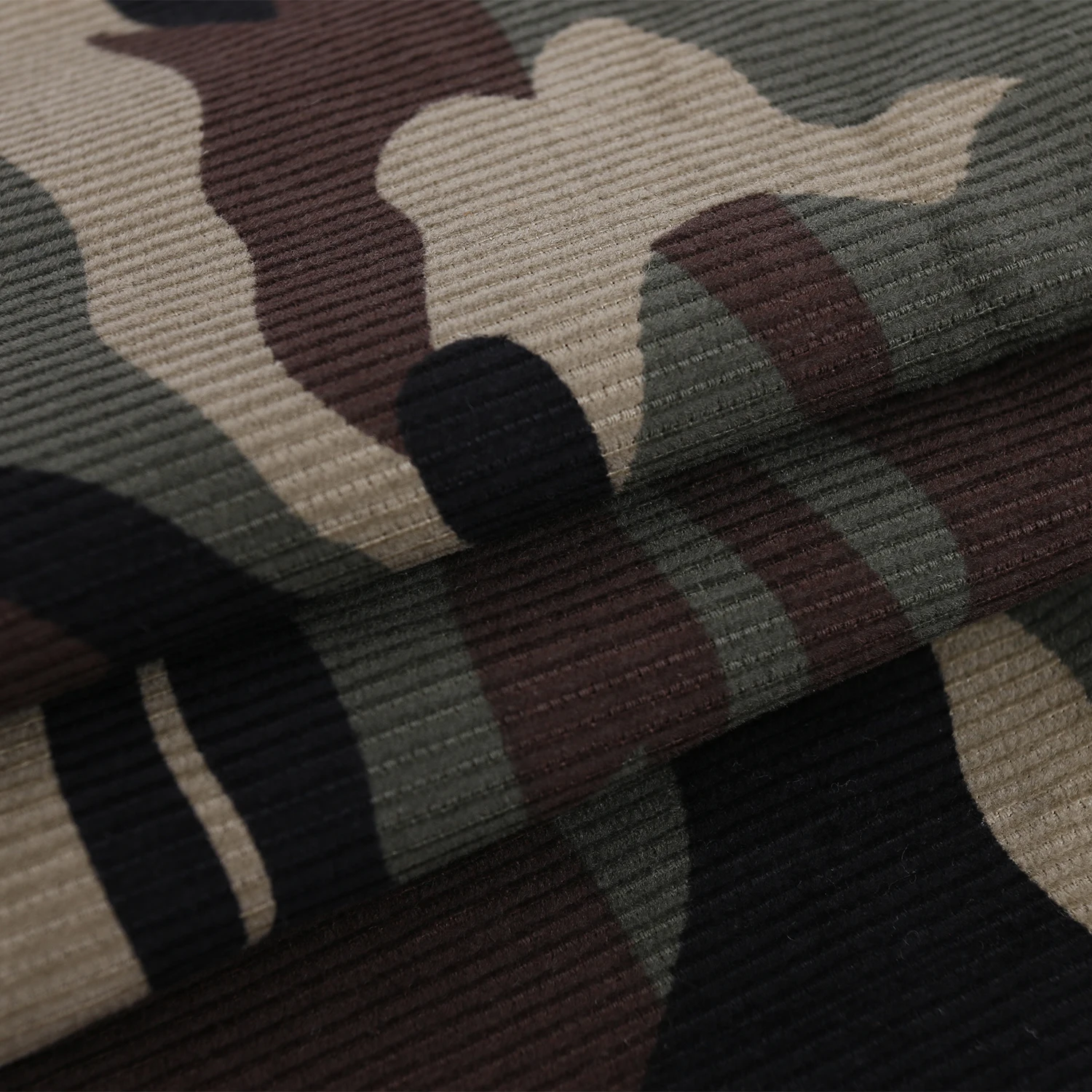 Corduroy cotton woven dyed camouflage printed fabric