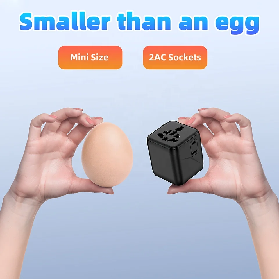 Worldplug Compact Size Small Plug Wall Charger Newest 2AC Worldwide International Universal Travel Power Adapter