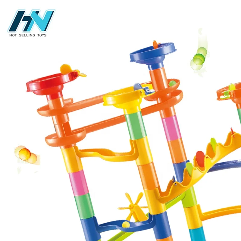 68pcs kids diy marble run balls building bricks track toy set blocks track
