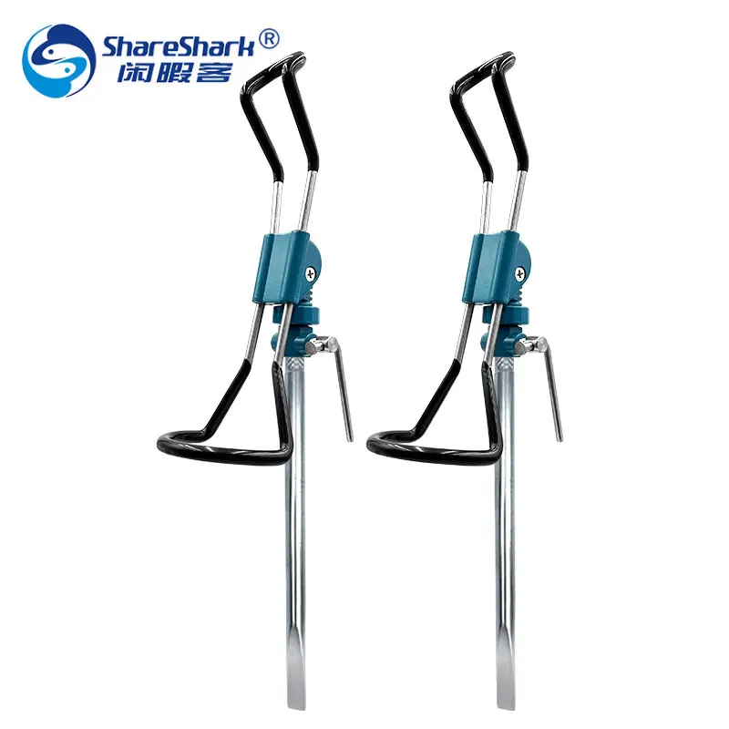 ShraeShark Stainless Steel Fish Pole Multi function Holder Automatic Fishing Rod Ground Mount Rack