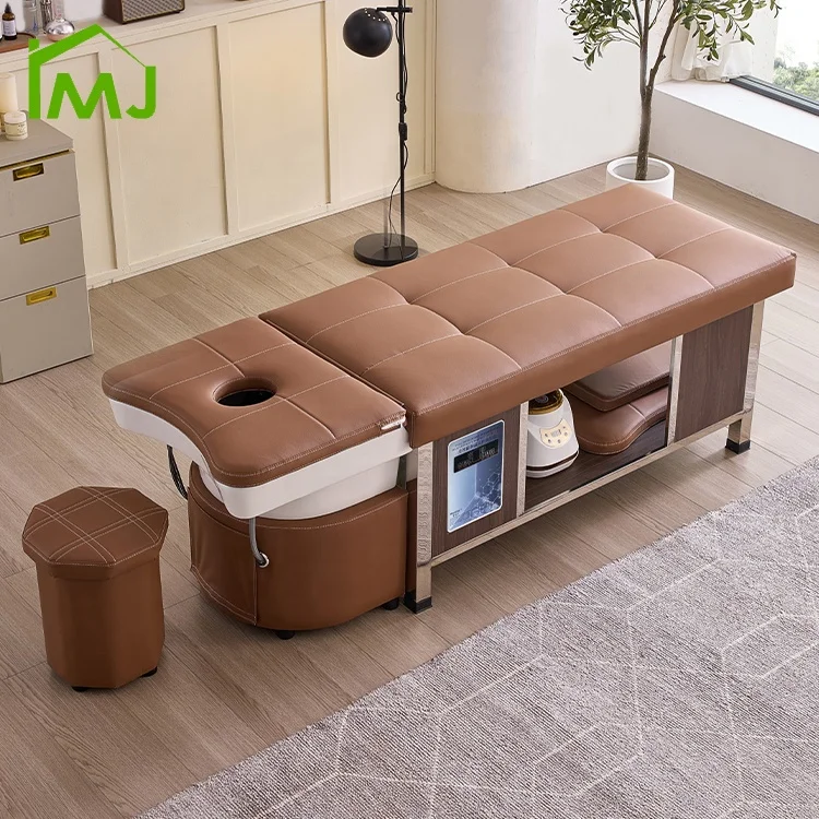 New arrival wood-panel combination salon hair washing head spa bed thai massage shampoo bed