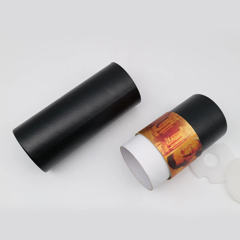 Factory design production empty kraft cylindrical packaging paper red wine cosmetics tube package box