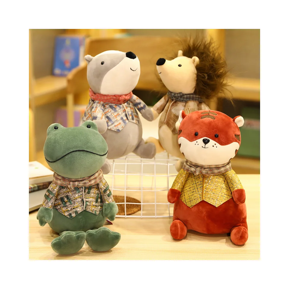 Wholesale Factory High Quality Animal Plush Toys Cartoon Plushies Badger Frog Tiger Hedgehog Plush Stuffed Toys