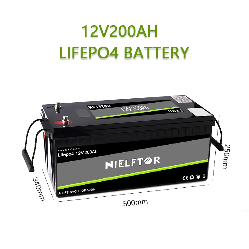 NIELFTOR Lifepo4 Lithium iron phosphate battery pack 12V200AH portable power supply high power lithium battery
