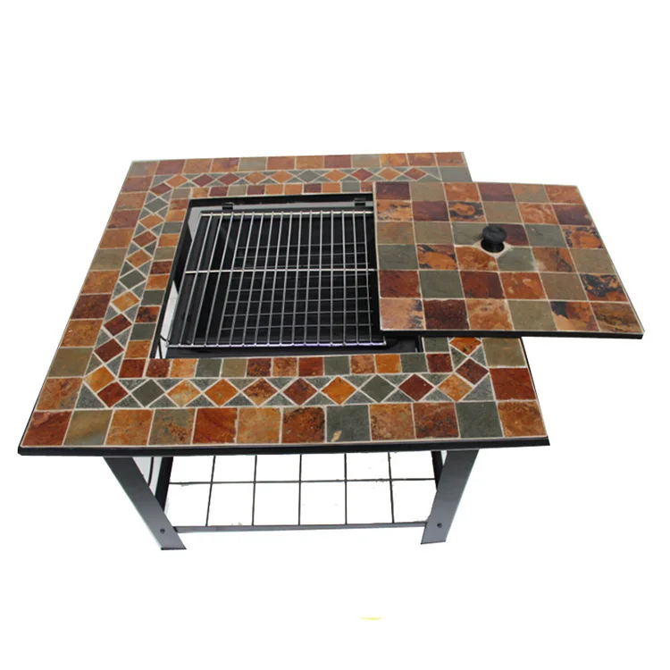 Kingjoy hot sale  ODM mosaic design square bbq fire pit table
