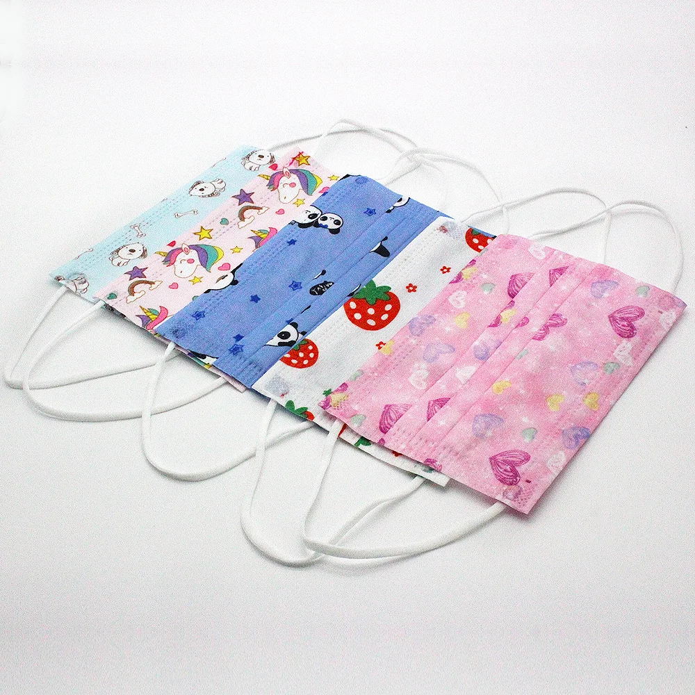 OEM Wholesale Factory 3 Layers Children Medical Colorful 3ply Disposable Non Woven Protective Printed  Face Mask