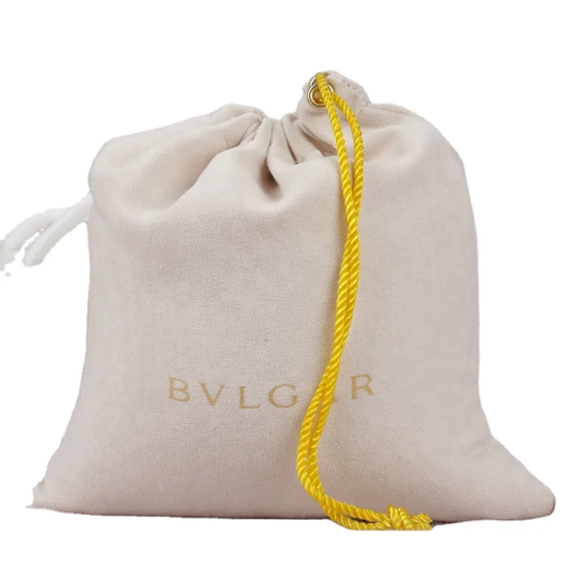 Custom Logo Printed Scarf Belt Jewelry Gift Packaging Drawstring Faux Suede Pouch