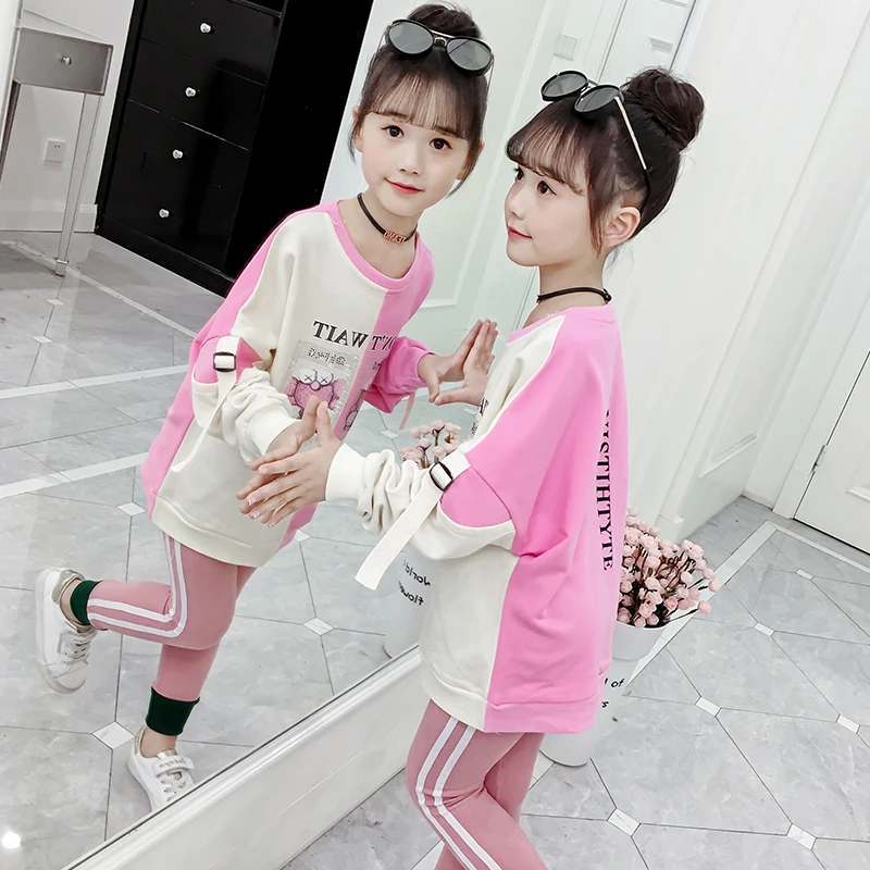 
Wholesale girls cotton fabric autumn children cartoon print long-sleeved T-shirt girls casual shirt 