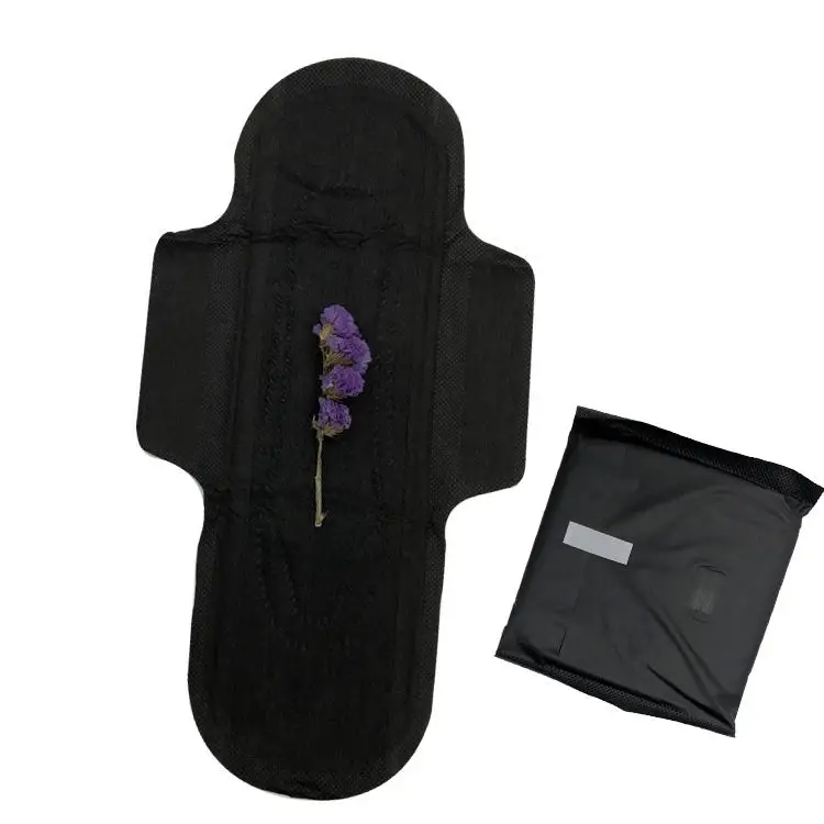 Women Disposable cotton black sanitary pads private label cheap sanitary napkins