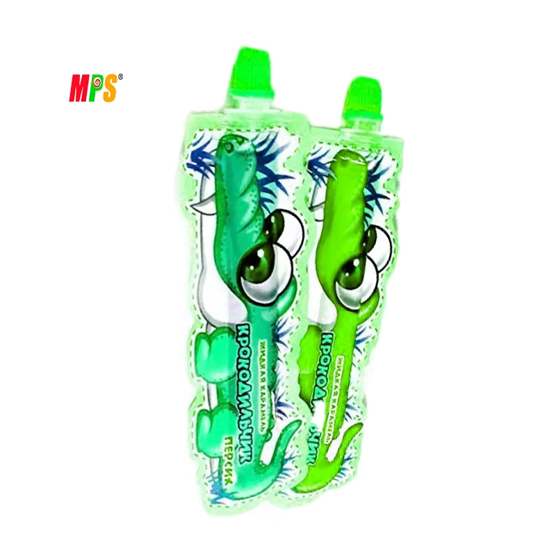 Crocodile Shaped Toothpaste Jam Wholesales Factory Price Halal Strawberry Sweet Juice Bag Sour Liquid Candy
