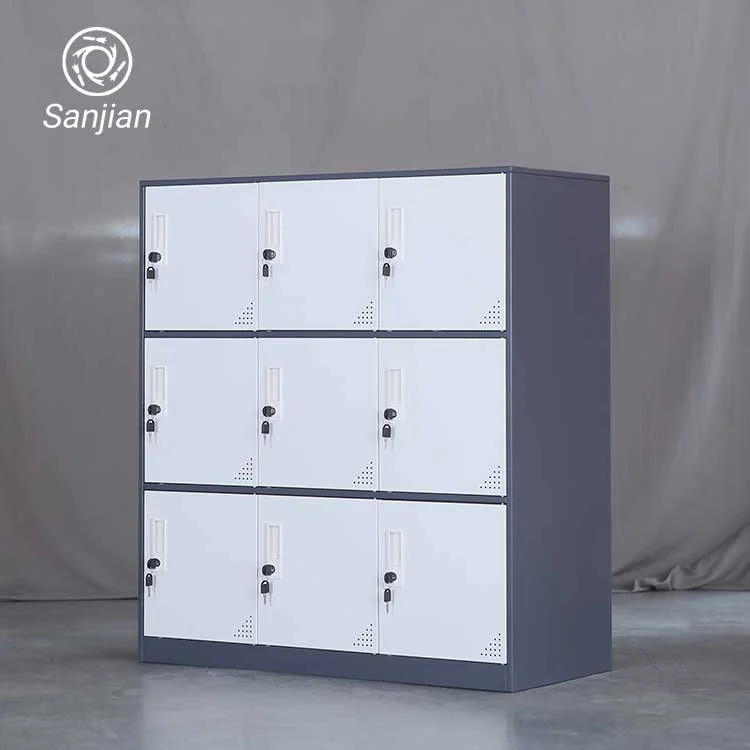 China Supplier Two Toned Color Half Height 9 Compartments Steel Locker