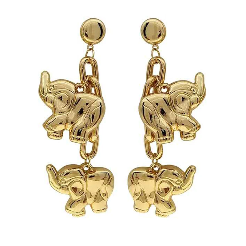 2021 new hot selling curved copper ball long stud earrings for women 18k gold plated round hoop earrings