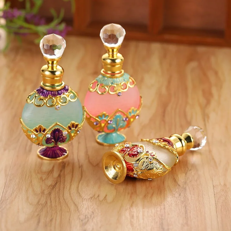 8-10ml Metal Perfume Bottle Empty Glass Essential 0il Attar Refillable Bottles#81170