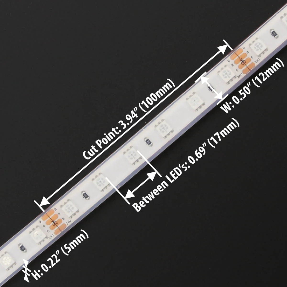 Custom Waterproof 24v Smd5050 60Led 10mm 14.4W 100mm Cuttable RGB IP54 IP65 IP66 IP67 IP68 Silicone Enclosure Led Light Strip