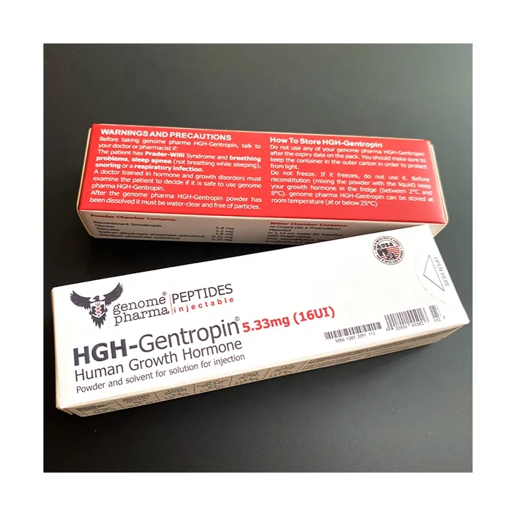Box samples genome pharma peptides packing HGH-Gentropin hormone powder and solvent paper box