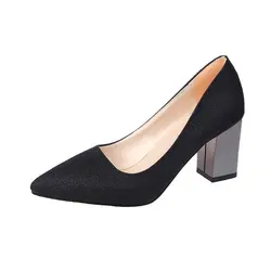 Women Big size Wedding shoes Sweet Noble Gold Silver Sequins Wedding Bridesmaid Chunky heels Fashion Leisure Shallow mouth Pumps