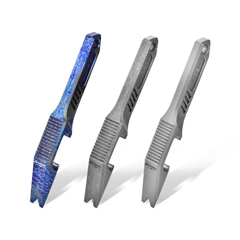 Titanium alloy crowbar bottle opener CNC personalized multi-functional outdoor hanging tool Outdoor self-defense mini pry bar