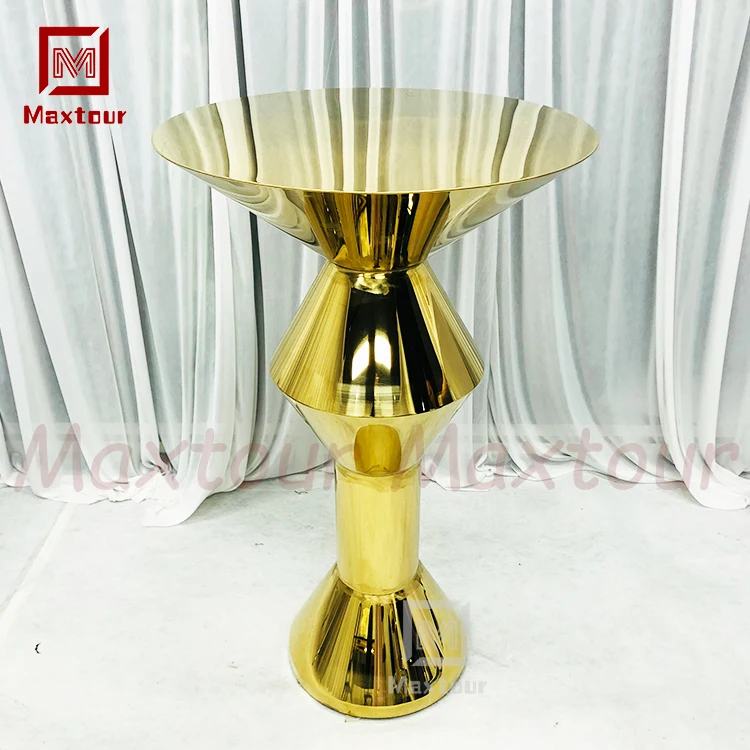 Luxury Wedding Bar Furniture All Gold Stainless Steel Round High Bar Table