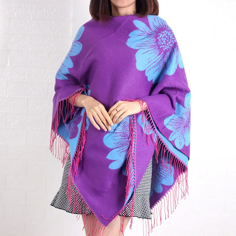 Custom Design Women Flower Fashion Big Size Turkish Square Scarf Jacquard Women Cashmere Shawl