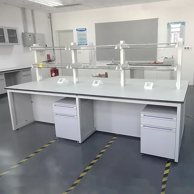 High quality USA standard steel and wood structure science lab furniture Island Lab Bench