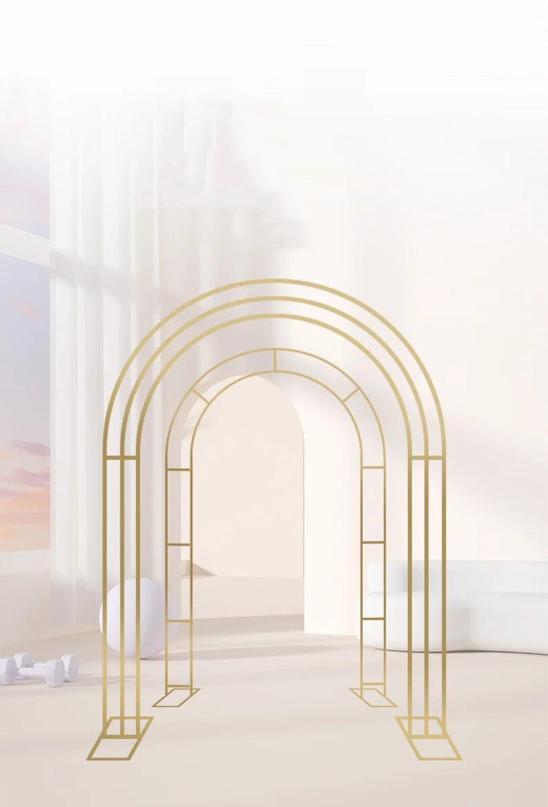 Popular iron wedding props background decoration rack stage arch flower stand romantic gold metal arch