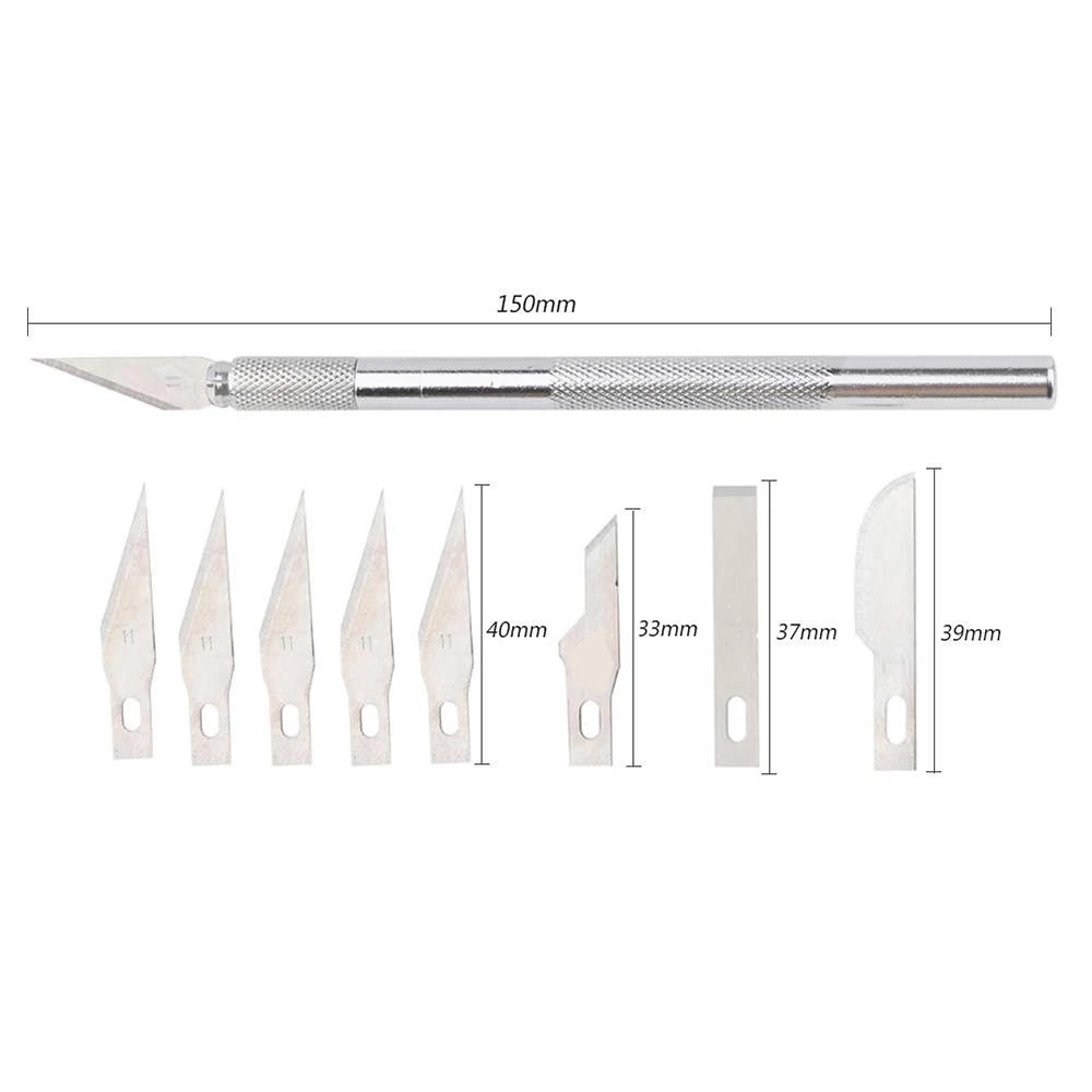 China Factory Custom Amazon Hot Sell Aluminum Engraving DIY Art Craft Hobby Cutter Carving Knife Set Six Kinds of Blades