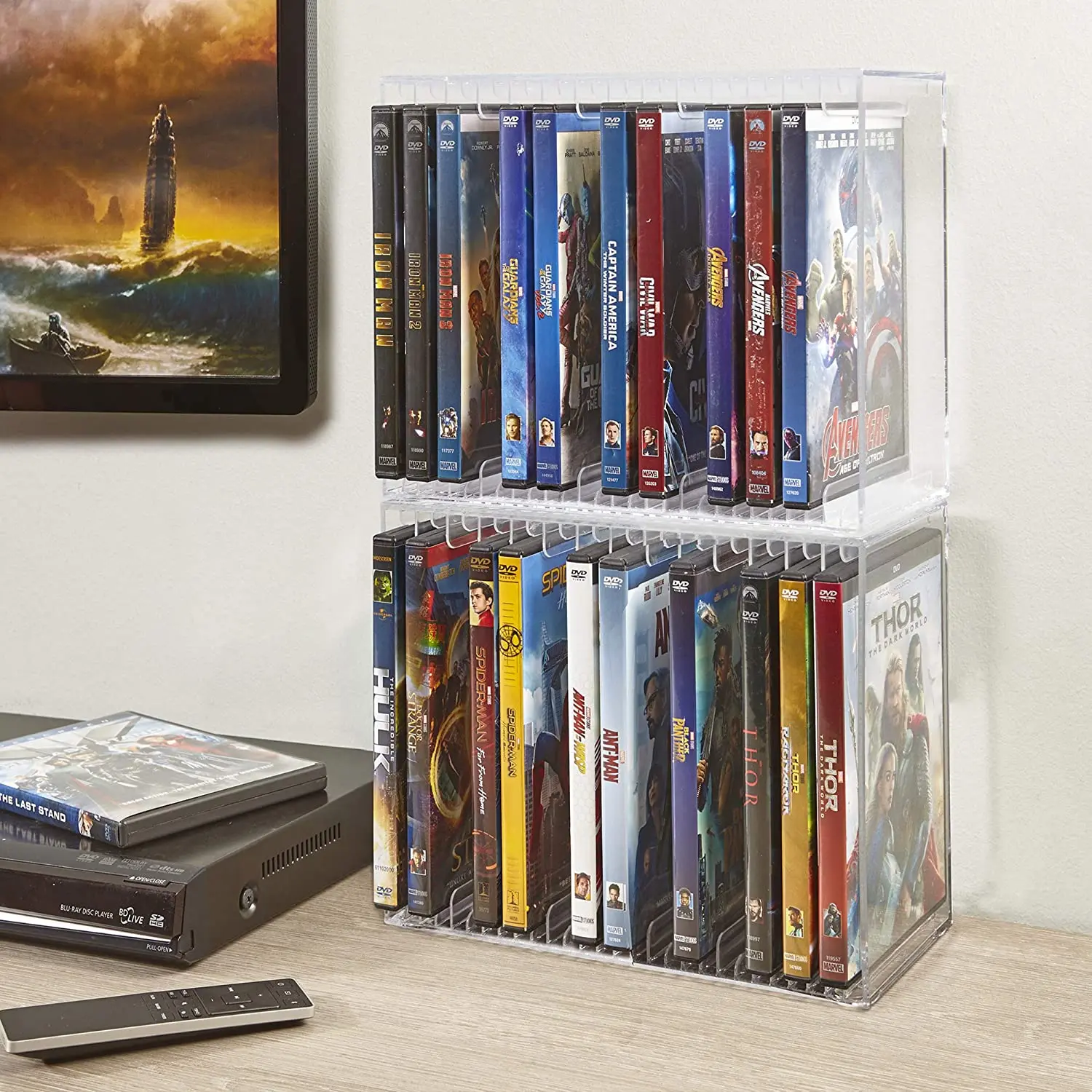 Factory custom transparent stackable Video Game Disk DVD CD holder display shelf