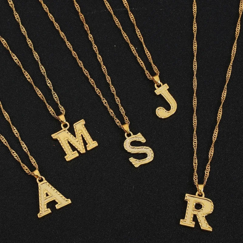 wholesale 18k gold plated 26 initial letters pendant necklace for women