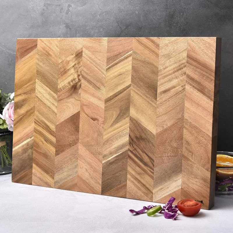 Extra Large Rectangular Block Split Thick Cut Vegetables Meat Easy Clean Acacia Wood Joint Cutting Board with LOGO engrave