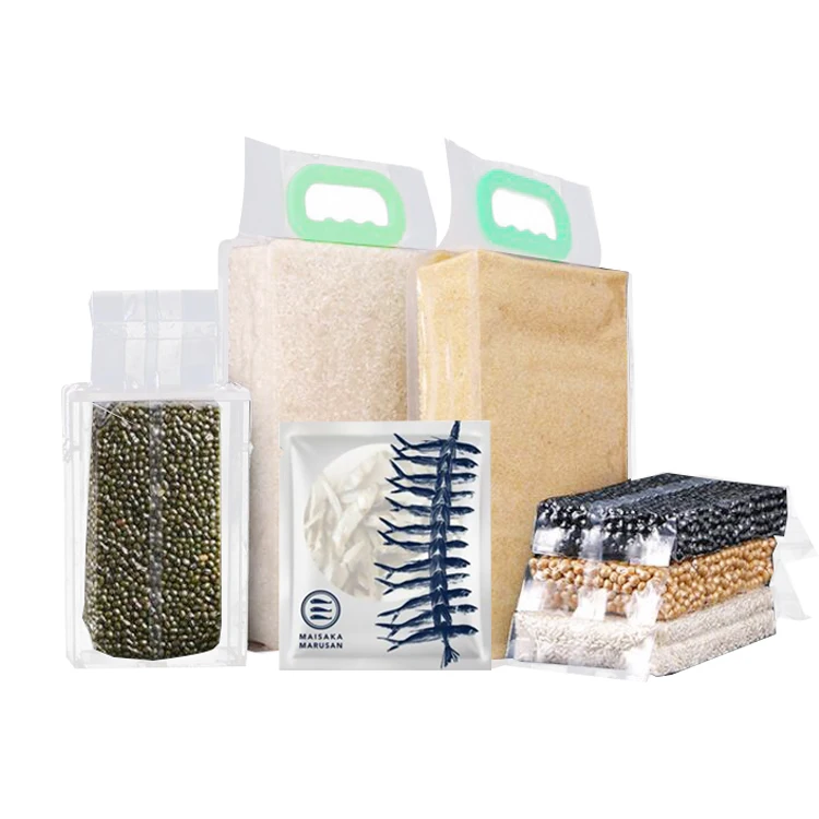 Customized 5kg 10kg Vacuum Heat Seal Laminated Plastic Organic Thailand Basmati Rice Packaging Bag with Handle Ziplock zipper