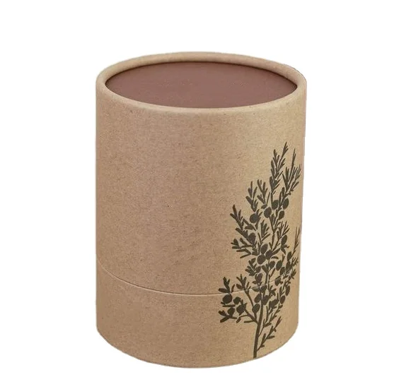Custom Design Gold Logo Kraft Gift Candle Tube Box