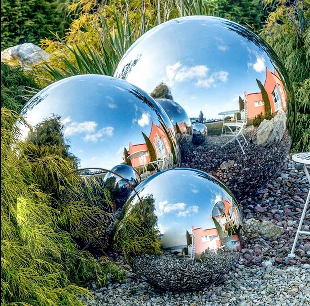 Garden ornament spheres mirror finish 500mm 600mm stainless steel hollow ball