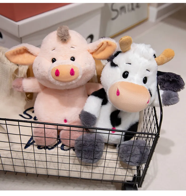 Custom Cute Kids Farm Animals Soft Plush Cow Plush Toy Custom Cow Pig Plush Animal Toys Suitable for Children Holiday Gifts