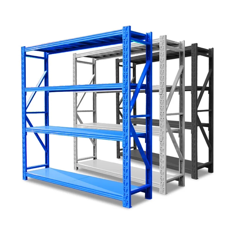 Manufacture Factory 4 layer Powder Coated Supermarket Shelves Metal Heavy Duty Warehouse Storage Rack Shelf garage shelves