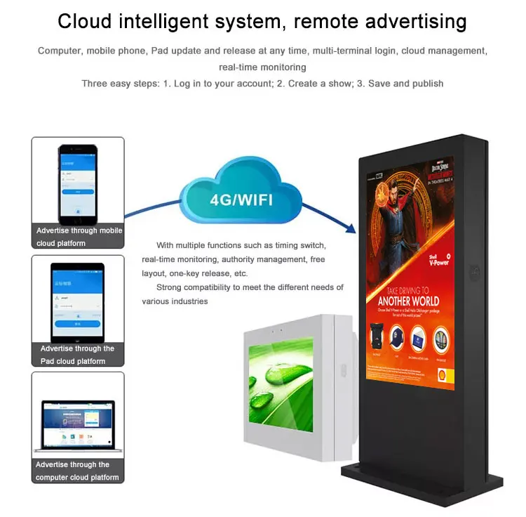 High Brightness Outdoor Capacitive 2500 Nits Floor Stand 43 inch Touch Screen Monitor Totem Ip65 Outdoor Display Screen