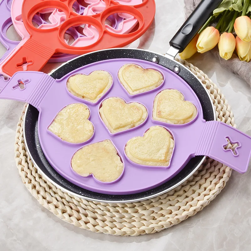 Seven Hole Silicone Cake Mold Water Boiled Egg Mould  For Round Omelet With Handle Seven Hole Pan Omelet Kitchen Gadget