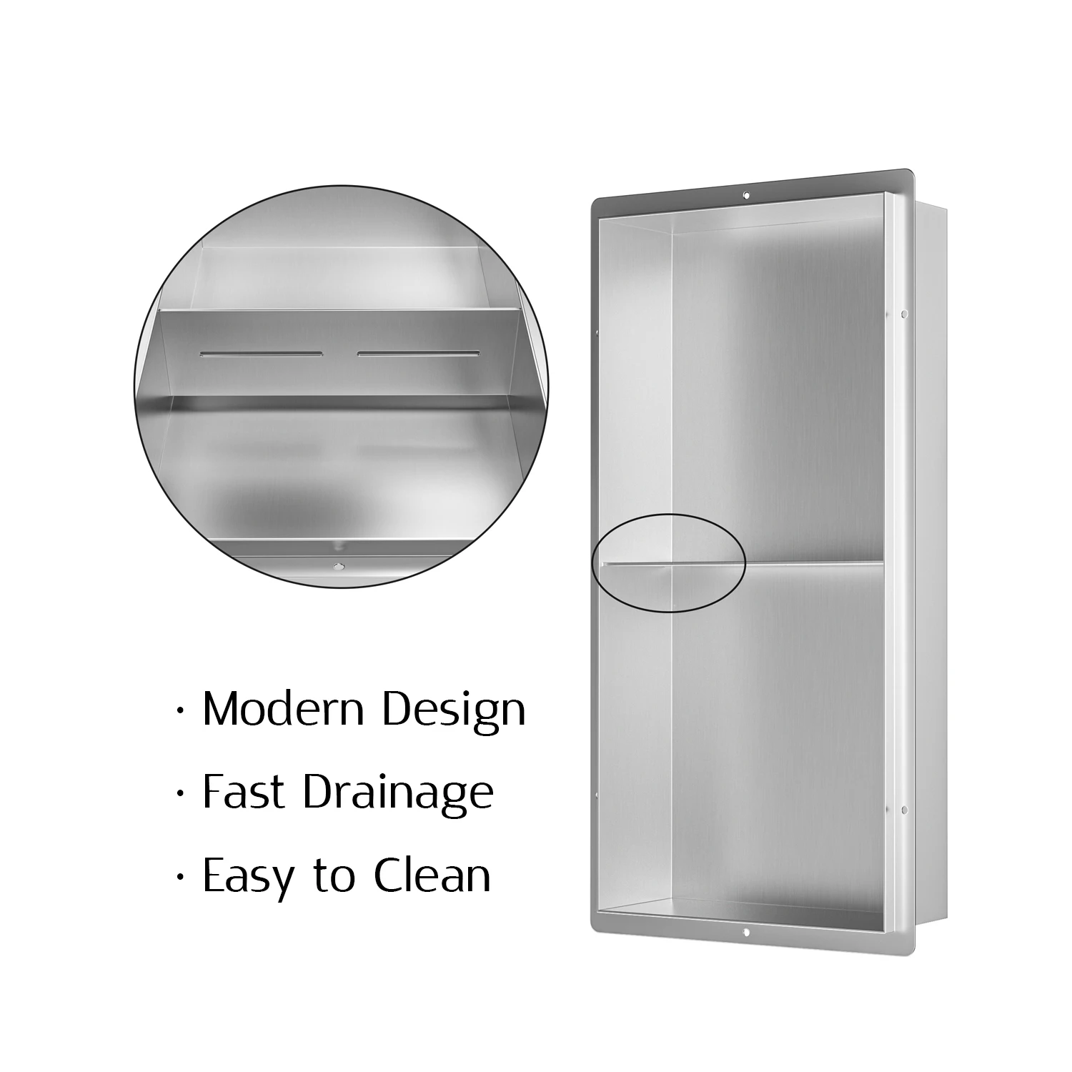 Modern Wall-Mounted Stainless Steel Shower Niche With Double Brushed Gold Black Metal Shelves Bathroom Accessories for Hotels