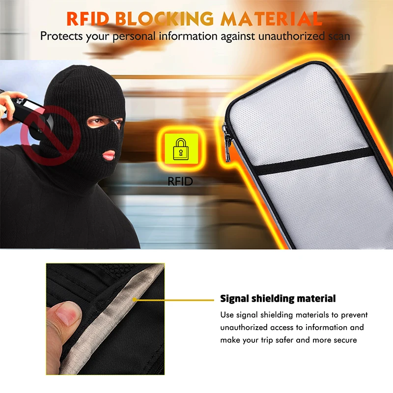 Personal Travelling Portable Safety Wallet Money Card Bag Custom Fireproof Passport Holder