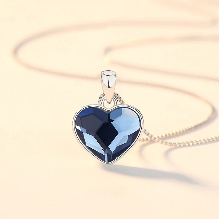 Cute S925 Austrian Crystal Heart Ocean Stud Earrings Bracelet Necklace
