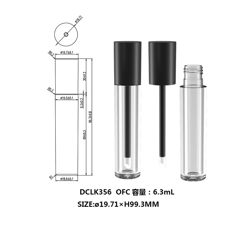 
Custom different volume clear plastic lip gloss soft tube Round square lipstick tube container with unique head 